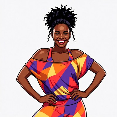 Smiling African-American woman in colorful top