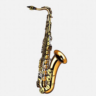 Golden Soprano Saxophone Illustration