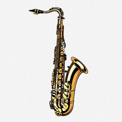 Golden Saxophone Illustration