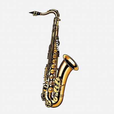 Golden tenor saxophone illustration