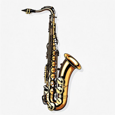 Golden Soprano Saxophone Illustration