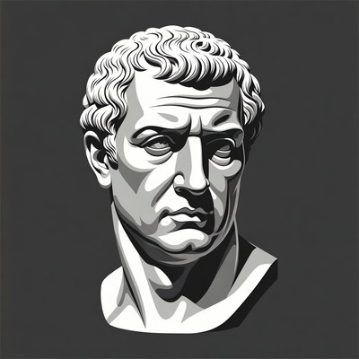 Ancient Roman Man Bust Illustration