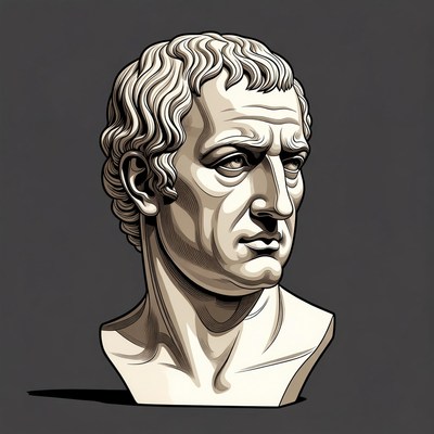 Ancient Roman Man Bust Illustration