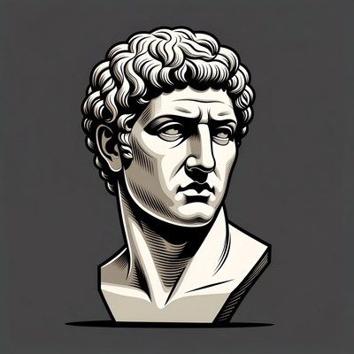 Ancient Roman Man Bust Illustration