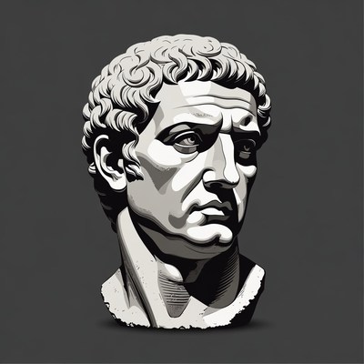 Ancient Roman Man Bust Illustration