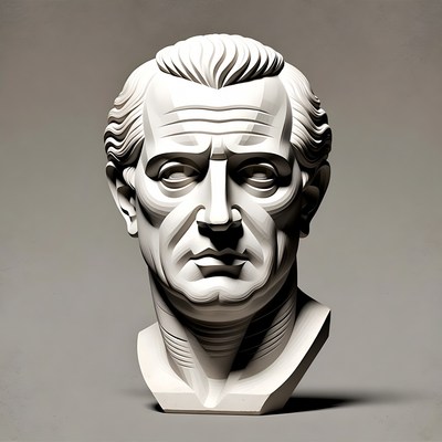 White marble Roman man bust