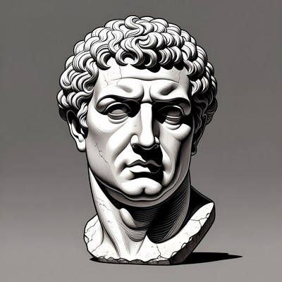 Ancient Roman Man Bust Illustration