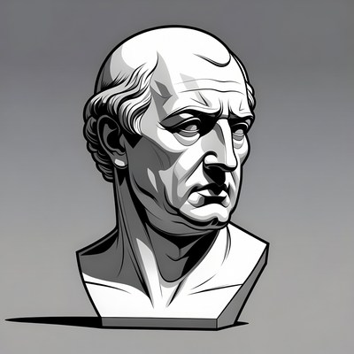 Bust of elderly bald man