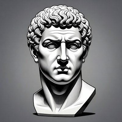 Ancient Roman Man Bust Illustration
