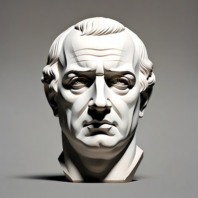 White marble bust of elderly man