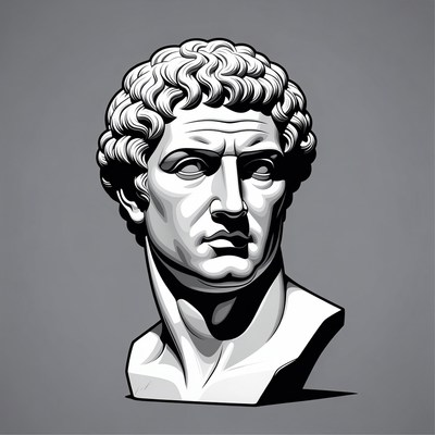 Ancient Roman Man Bust Illustration