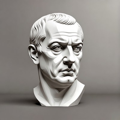 White marble bust of mature man