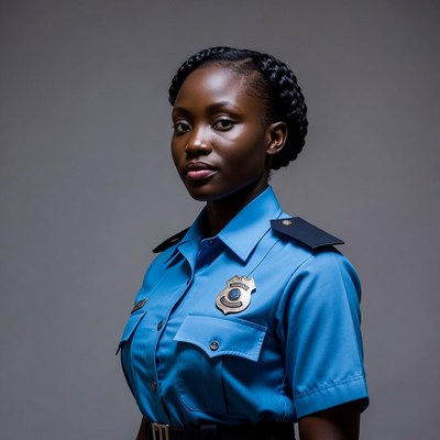 African-American woman in police uniform