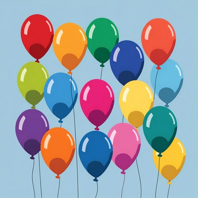 Colorful Balloons on Blue Background