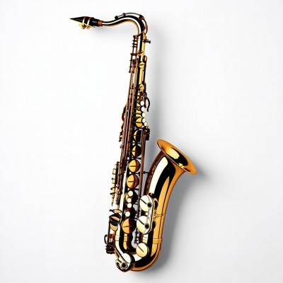 Shiny gold tenor saxophone isolated