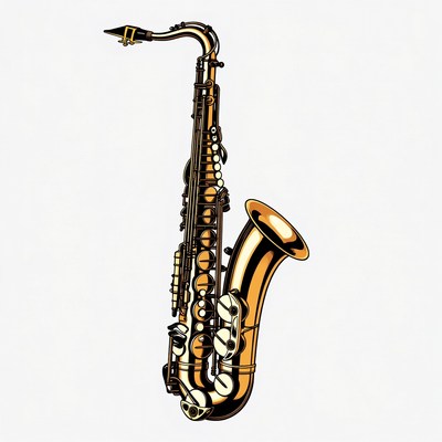 Illustrated Golden Saxophone