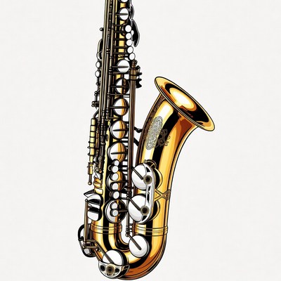 Golden Alto Saxophone Illustration