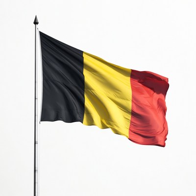 Belgium Flag Waving on Pole