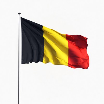 Belgium flag waving on pole
