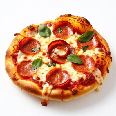 Pepperoni Pizza with Basil