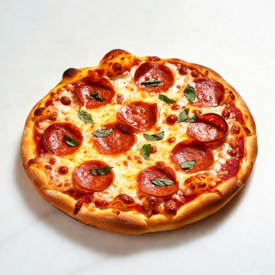 Pepperoni Pizza with Fresh Basil