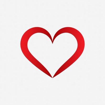 Red heart on white background