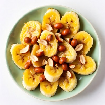 Bananas with Peanuts on Plate
