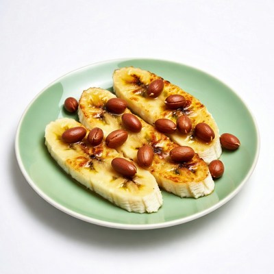 Bananas with Peanuts on Plate