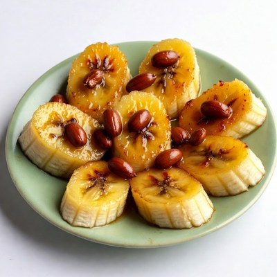 Bananas with Red Beans on Plate