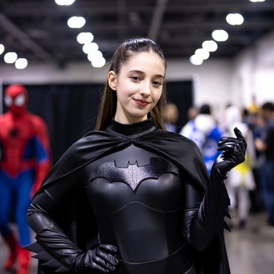 Woman in Batgirl cosplay at convention