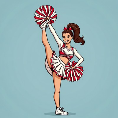 Cheerleader doing high kick