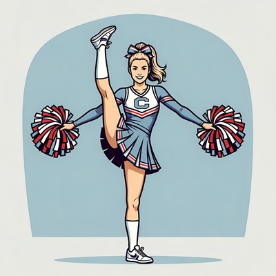 Blonde Cheerleader Doing High Kick