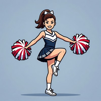 Cheerleader girl with pom poms