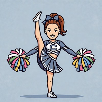 Cheerleader girl doing high kick