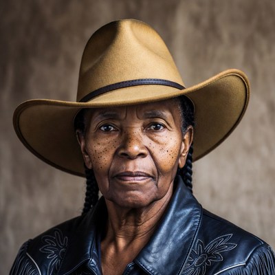 Elderly African-American woman in cowboy hat