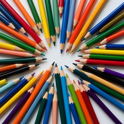 Colorful Crayons Arranged in Circle
