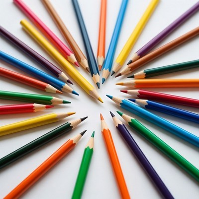 Colorful Pencils Arranged in Circle