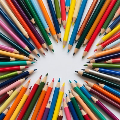 Colorful Crayons Arranged in Circle