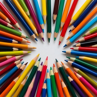 Colorful Pencils Arranged in Circle