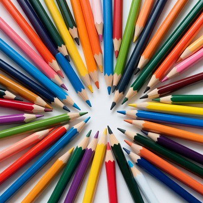 Colorful Pencils Arranged in Circle