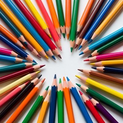 Colorful Pencils Arranged in Circle