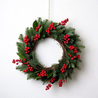 Christmas Wreath with Red Berries