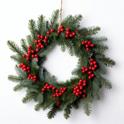 Christmas Wreath with Red Berries