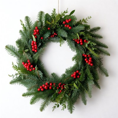 Christmas wreath with red berries