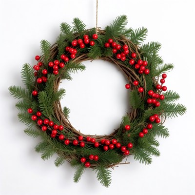 Christmas Wreath with Red Berries
