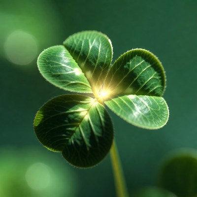 Four-leaf clover with glowing center