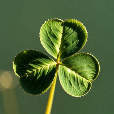 Four-leaf clover on green background