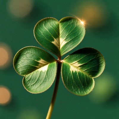 Four-leaf clover on green background