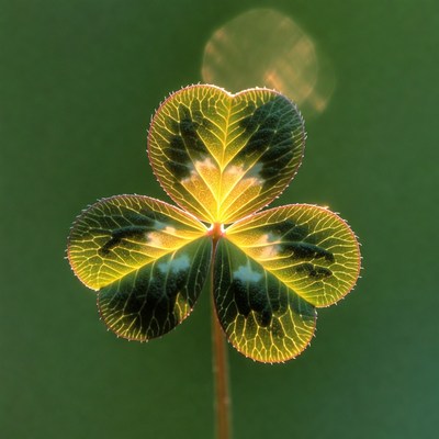 Four-leaf clover with glowing veins