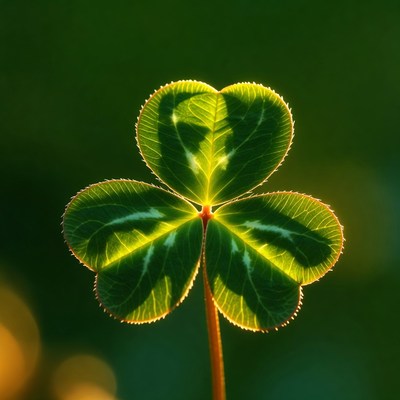 Four-Leaf Clover on Stem